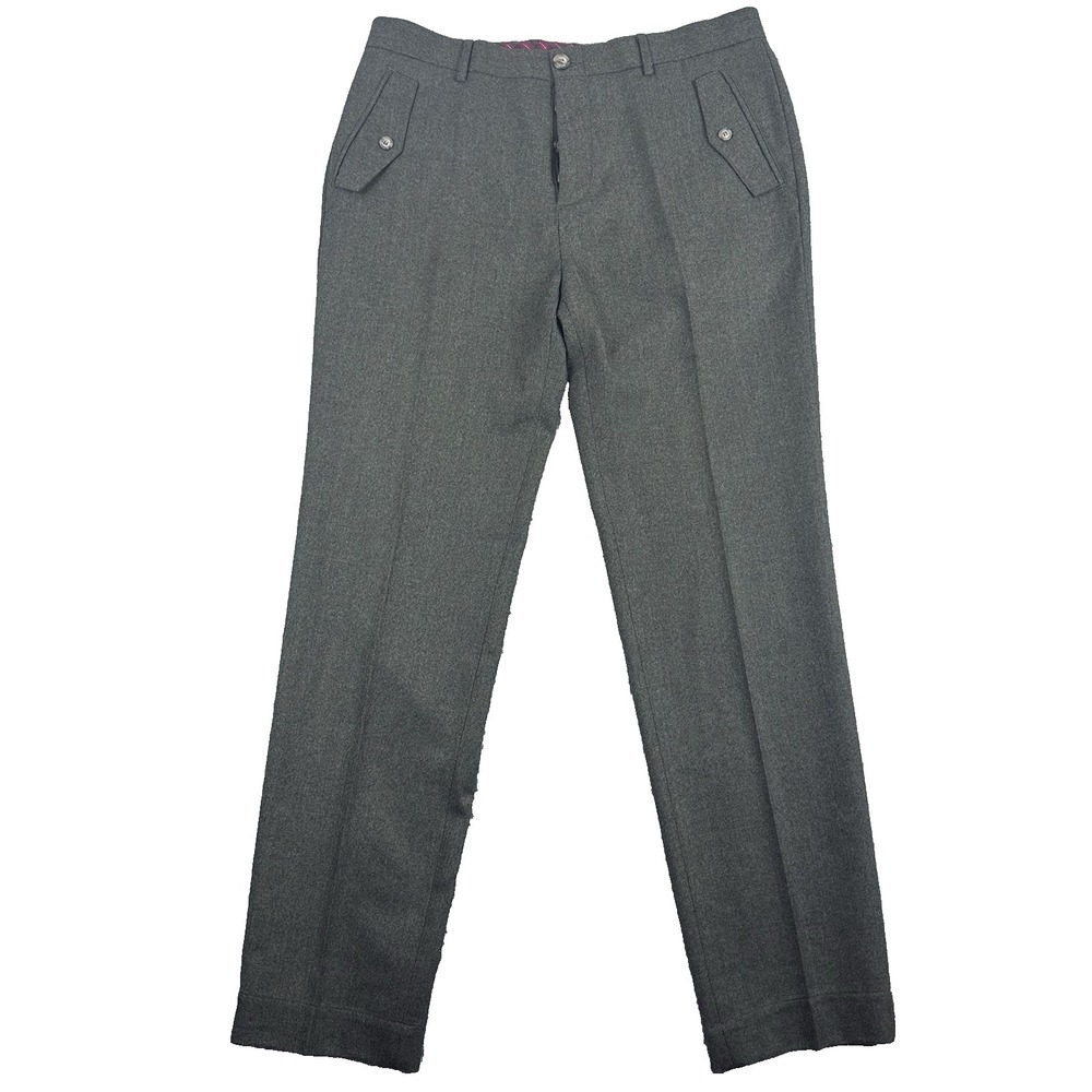 Hickey Mens Wool Dress Pants 35 Brown Heather Wool Trouser Classic‎ Button Fly